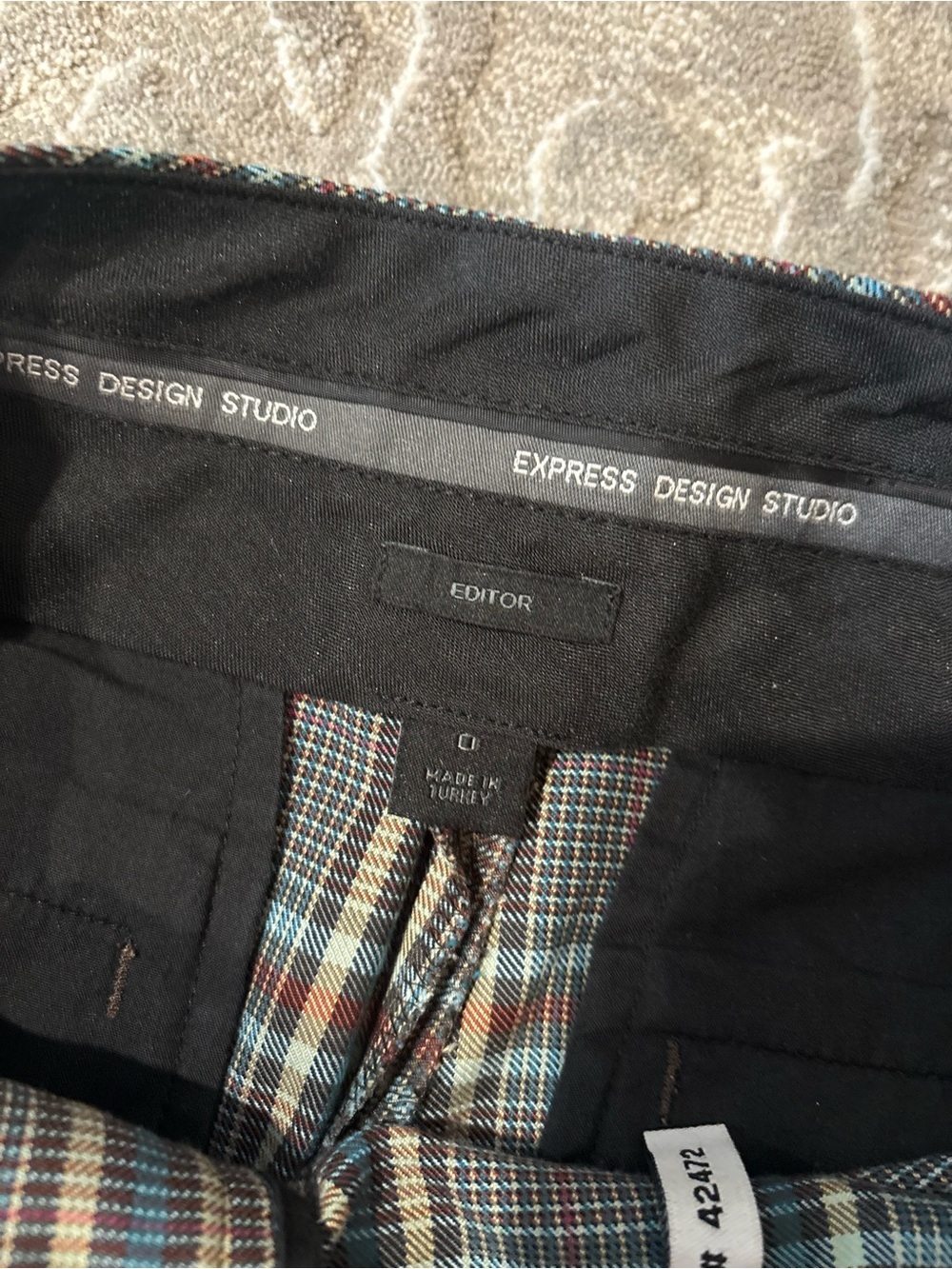 Express editor women’s Plaid Dress Pants in Brown and Blue size 0 - Picture 4 of 7